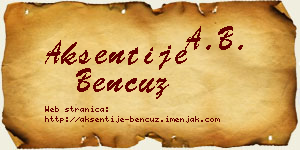 Aksentije Bencuz vizit kartica